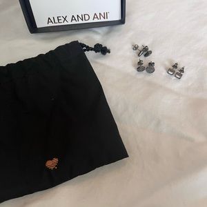 NIB Alex and Ani Swarovski Jet & Path Of Life Stud Earring Set